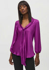 Joseph Ribkoff Satin Tie Detail Top, Purple