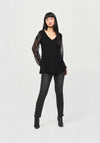 Joseph Ribkoff Embellished Sleeve V Neck Top, Black