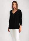 Joseph Ribkoff Embellished V Neck Top, Black