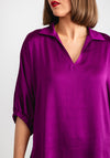 Joseph Ribkoff Oversized Collar V Neck Top, Empress