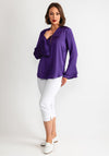 Joseph Ribkoff Zip Neckline Satin Top, Purple