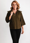 Joseph Ribkoff Oversized Dolman Half Zip Jumper, Green