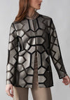 Joseph Ribkoff Geometric Pattern Dual Fabric Jacket, Silver