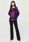 Joseph Ribkoff Check Zip Neck Jumper, Purple