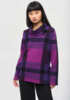 Joseph Ribkoff Check Zip Neck Jumper, Purple