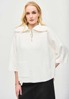 Joseph Ribkoff Oversized Dolman Half Zip Jumper, White