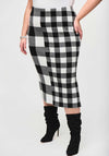 Joseph Ribkoff Plaid Jacquard Knit Midi Skirt, Black