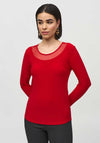 Joseph Ribkoff Mesh Neck Jersey Top, Red