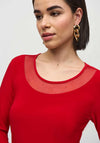 Joseph Ribkoff Mesh Neck Jersey Top, Red