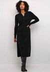 Kaffe Hectra Ribbed Knit Polo Dress, Black