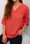 Kaffe Milia Linen Blend Blouse, Cayenne