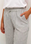 Kaffe Milia Linen Blend Wide Leg Trousers, Chalk & Black Stripe