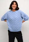 Kaffe Malene Cropped Sleeve Knit Sweater, Vista Blue