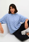 Kaffe Malene Cropped Sleeve Knit Sweater, Vista Blue