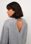 Kaffe Malene Open Back Knit Jumper, Grey Melange