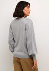 Kaffe Lizza Balloon Sleeve Cardigan, Light Grey Melange