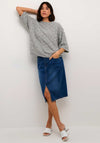 Kaffe Malene Cropped Sleeve Knit Sweater, Grey Melange