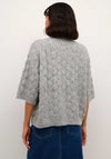 Kaffe Malene Cropped Sleeve Knit Sweater, Grey Melange