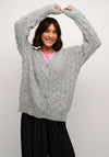 Kaffe Malene V Neck Cardigan, Grey Melange