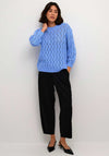 Kaffe Lena Wide Knit Jumper, Vista Blue