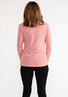 Kaffe Heart Embroidered Striped Top, Red