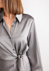 Kaffe Lotte Side Tie Midi Shirt Dress, Steeple Grey