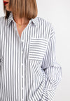 Kaffe Mackle Striped Oversized Shirt, White & Black