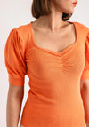 Kaffe Carna Square Neck T-Shirt Top, Melon