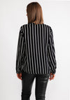 Kaffe Beathe Striped Print V Neck Blouse, Black