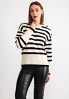 Kaffe Marie Striped Button Knit Jumper, Off White & Black