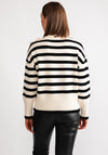 Kaffe Marie Striped Button Knit Jumper, Off White & Black