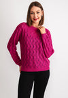 Kaffe Lena Wide Knit Jumper, Fuchsia