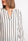 Kaffe Beathe Striped Print V Neck Blouse, White