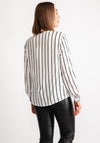 Kaffe Beathe Striped Print V Neck Blouse, White