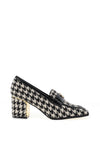 Kate Appleby Straid Houndstooth Heeled Loafers, Black and White