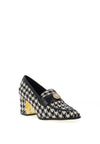 Kate Appleby Straid Houndstooth Heeled Loafers, Black and White