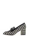 Kate Appleby Straid Houndstooth Heeled Loafers, Black and White