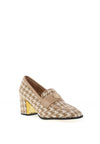 Kate Appleby Straid Houndstooth Heeled Loafers, Beige and White