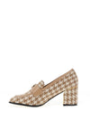 Kate Appleby Straid Houndstooth Heeled Loafers, Beige and White