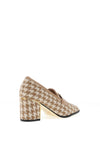 Kate Appleby Straid Houndstooth Heeled Loafers, Beige and White