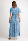 Serafina Collection Printed Belted Long Wrap Dress, Blue