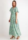 Serafina Collection Printed Belted Long Wrap Dress, Green