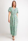 Serafina Collection Printed Belted Long Wrap Dress, Green