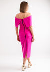 Kevan Jon Bow Bardot Pencil Dress, Fuchsia Pink