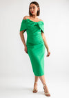 Kevan Jon Bow Bardot Pencil Dress, Emerald Green