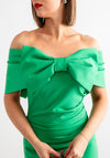 Kevan Jon Bow Bardot Pencil Dress, Emerald Green