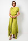 Kevan Jon Emilia Asymmetric Pleated Dress, Pear Green