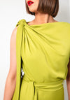 Kevan Jon Emilia Asymmetric Pleated Dress, Pear Green