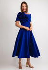 Kevan Jon Kyoto Bardot Corsage Flare Midi Dress, Cobalt Blue