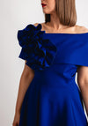 Kevan Jon Kyoto Bardot Corsage Flare Midi Dress, Cobalt Blue